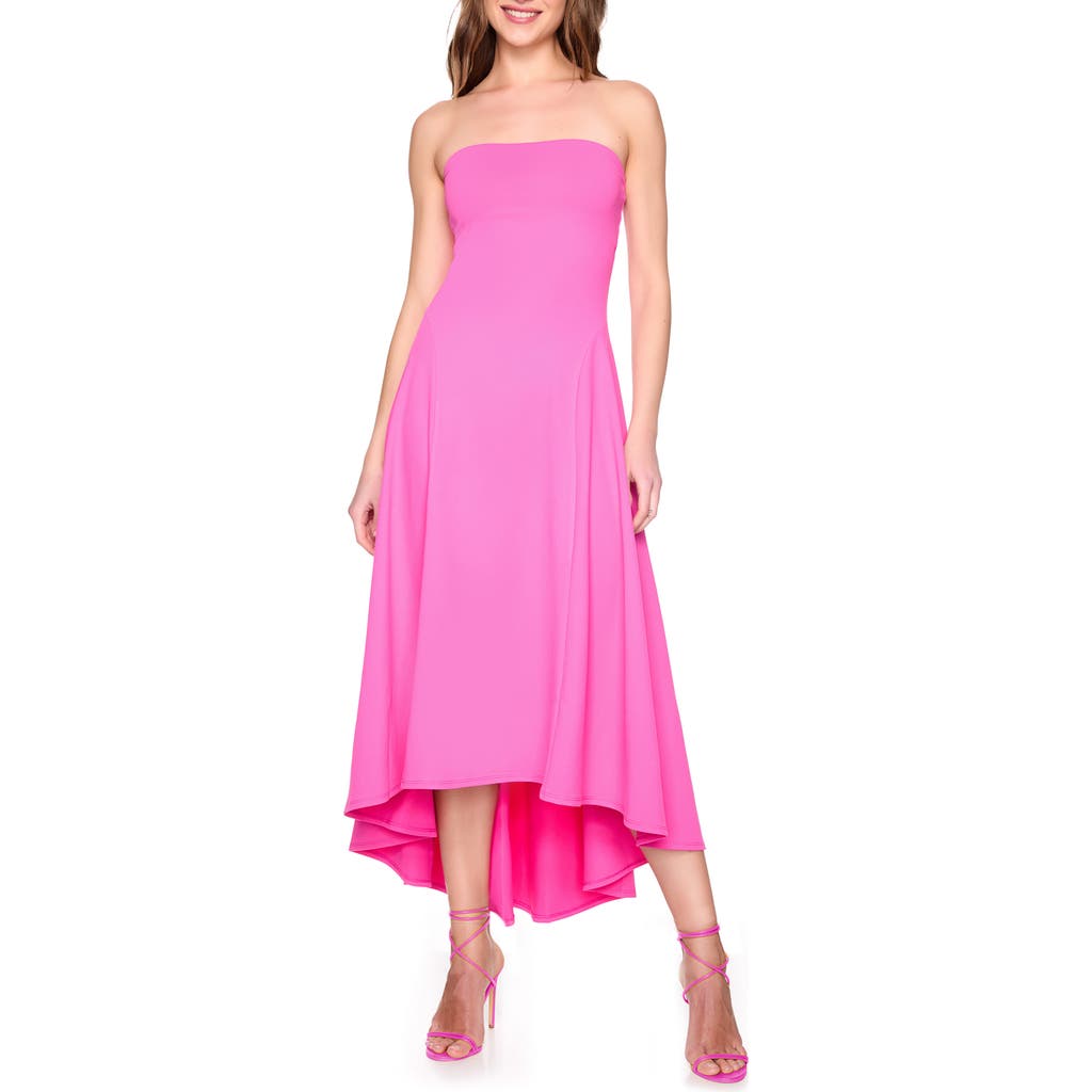 Shop Susana Monaco Strapless High/low Dress In Hot Pink