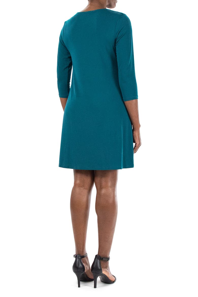 Hardware Neck Long Sleeve Dress, Alternate, color, RADIENT TEAL GOLD