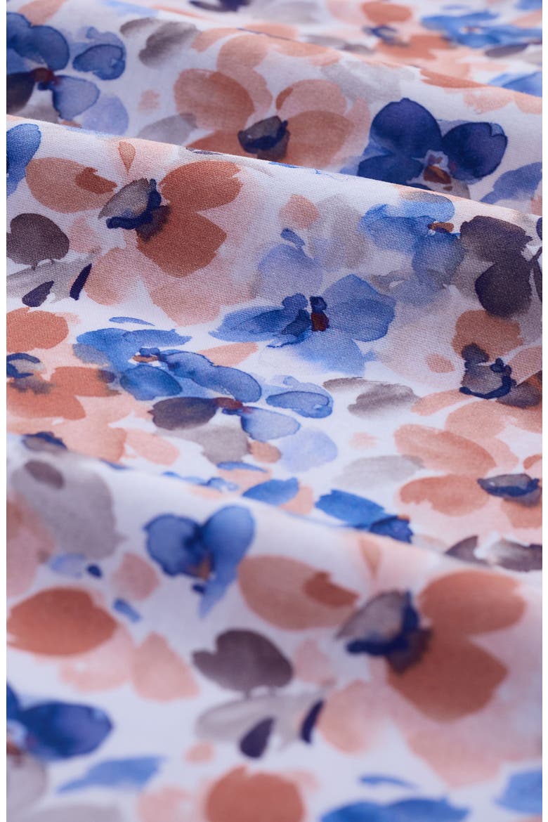 Hendrix Digital Watercolor Floral Print Pima Cotton Polo, Alternate, color, BLUE/ CORAL