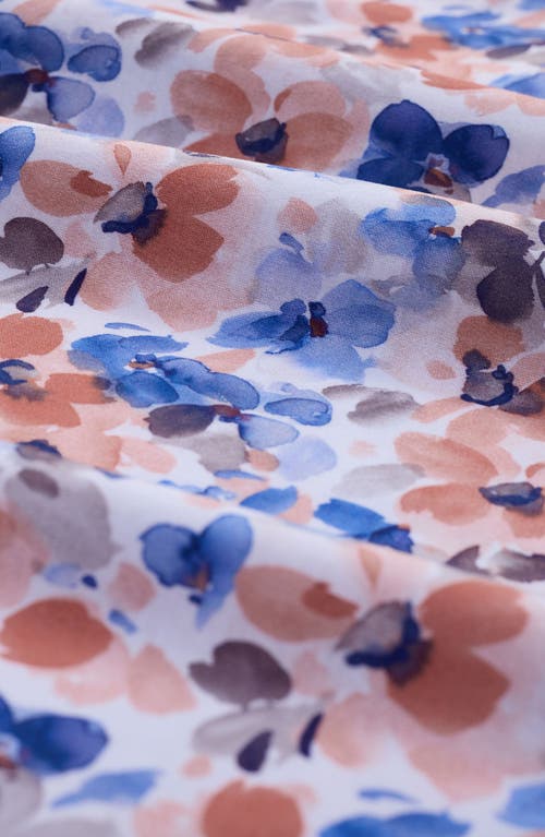 Bugatchi Hendrix Digital Watercolor Floral Print Pima Cotton Polo In Blue