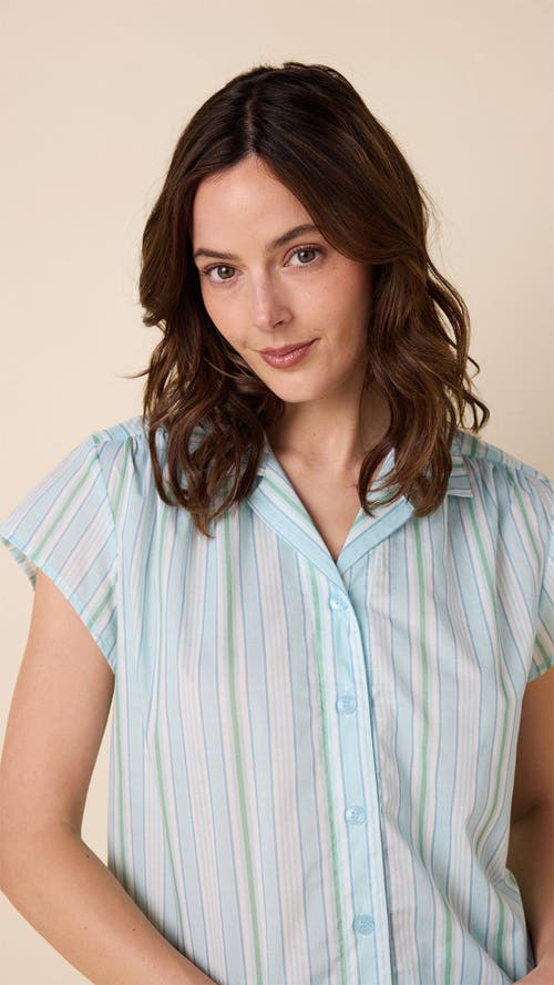 The Cat's Pajamas Lightweight Cropped Pajama Set In Blue