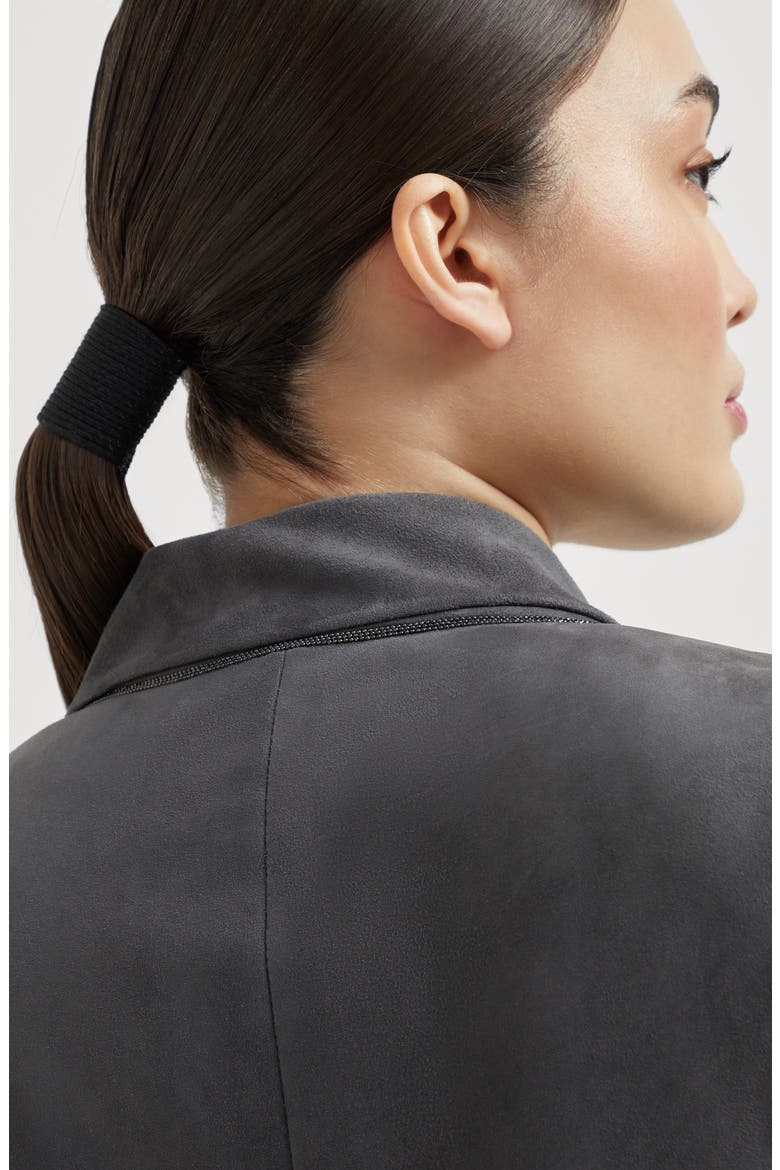 Suede blazer, Alternate, color, Anthracite