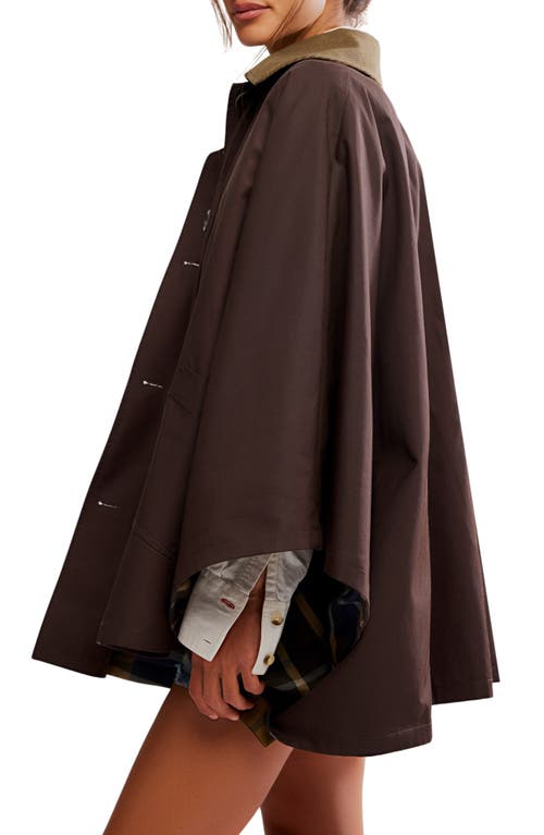 Free People Bailey Button-up Cape In Brown