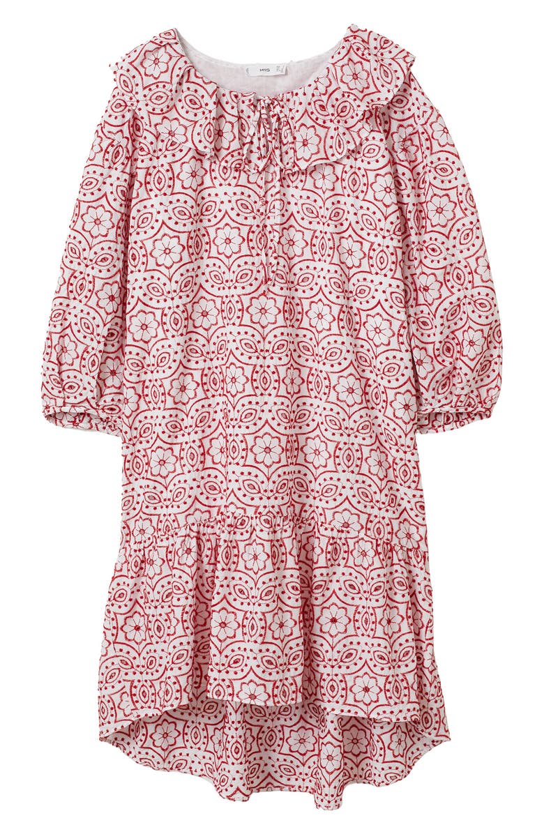 MANGO Embroidered Tiered Cotton Dress, Alternate, color,