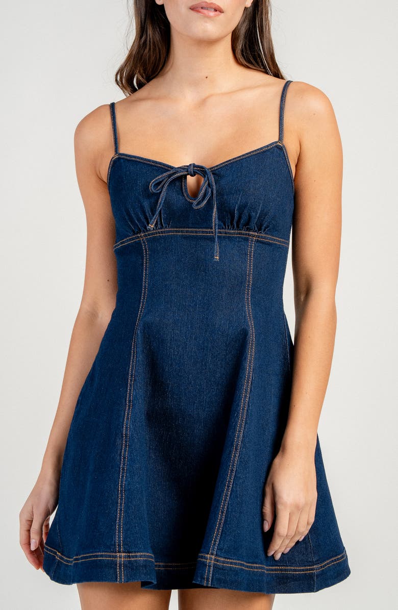 Beivy Denim Fit & Flare Minidress, Alternate, color, Dark Blue