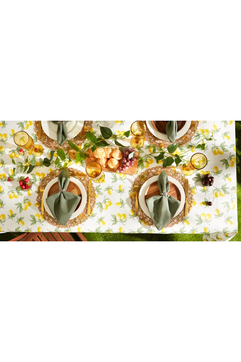 Vinyl Outdoor Printed 70" Round Tablecloth, Alternate, color, Summer Lemons