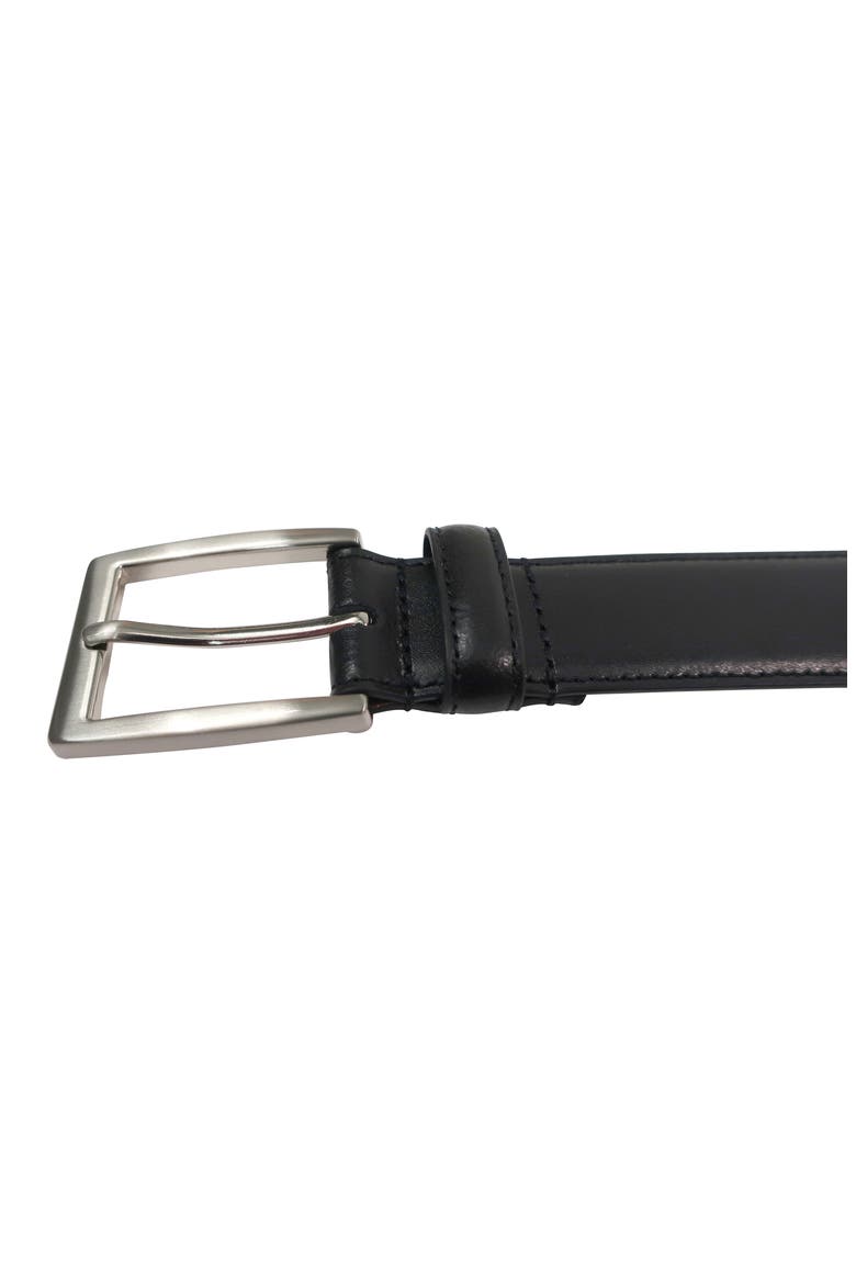 Stitched Leather Belt, Alternate, color, BLACK