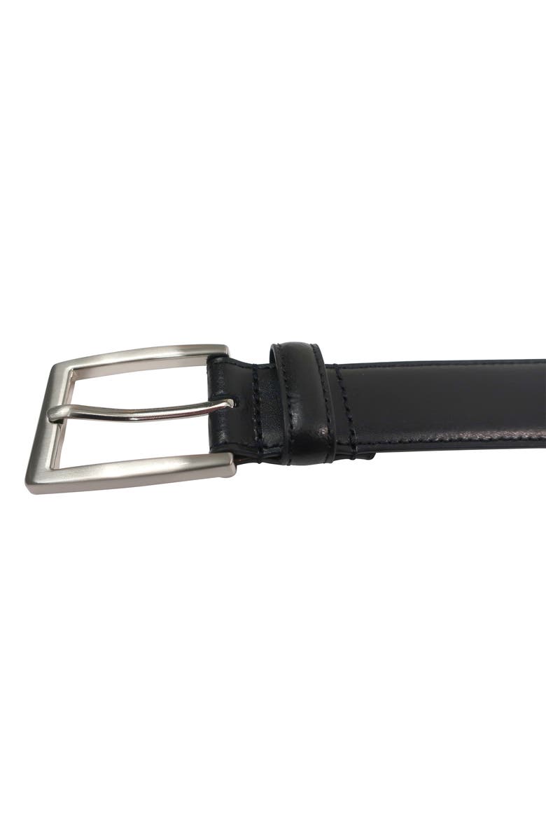 Brooks Brothers Stitched Leather Belt, Alternate, color, Black