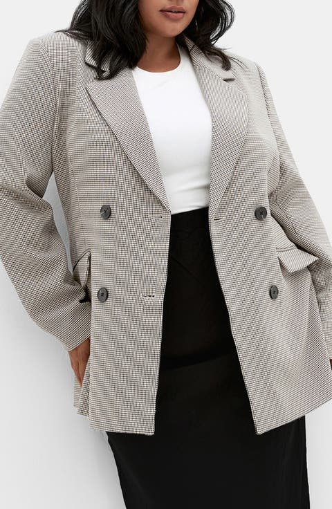 Hailey Houndstooth Double Breasted Blazer (Plus)