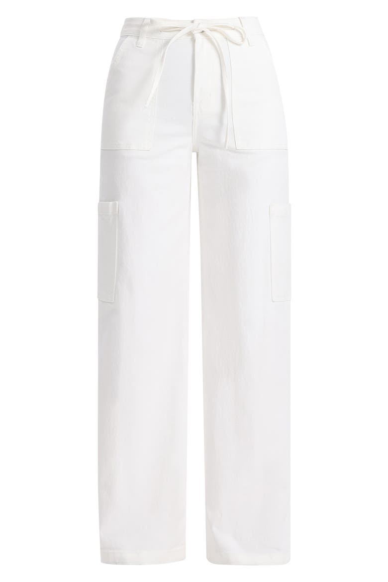 Drawstring High Waist Wide Leg Cargo Jeans, Alternate, color, WHITE