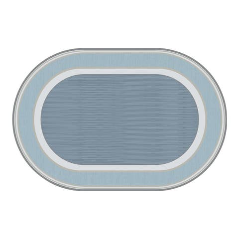Sense of Place Highland Stripe Carpet - Blue - 4' x 6' Oval