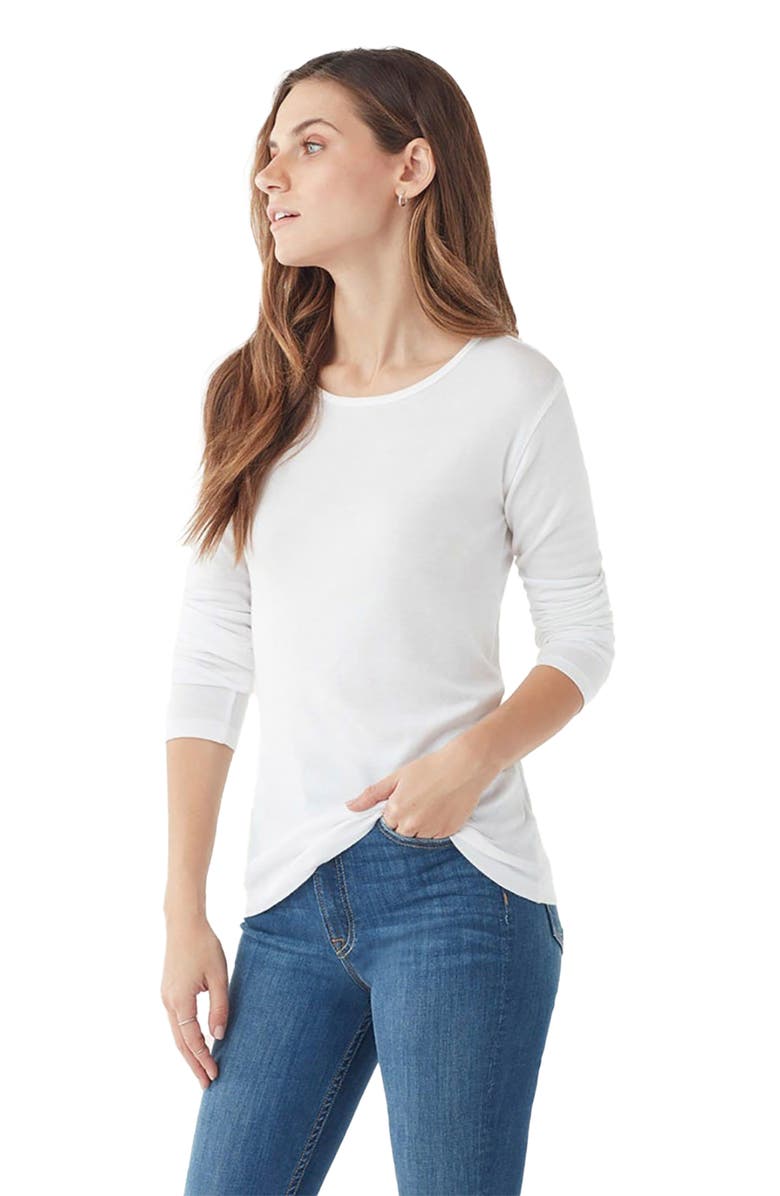 Splendid Classic Long Sleeve Crewneck T-Shirt, Alternate, color, White