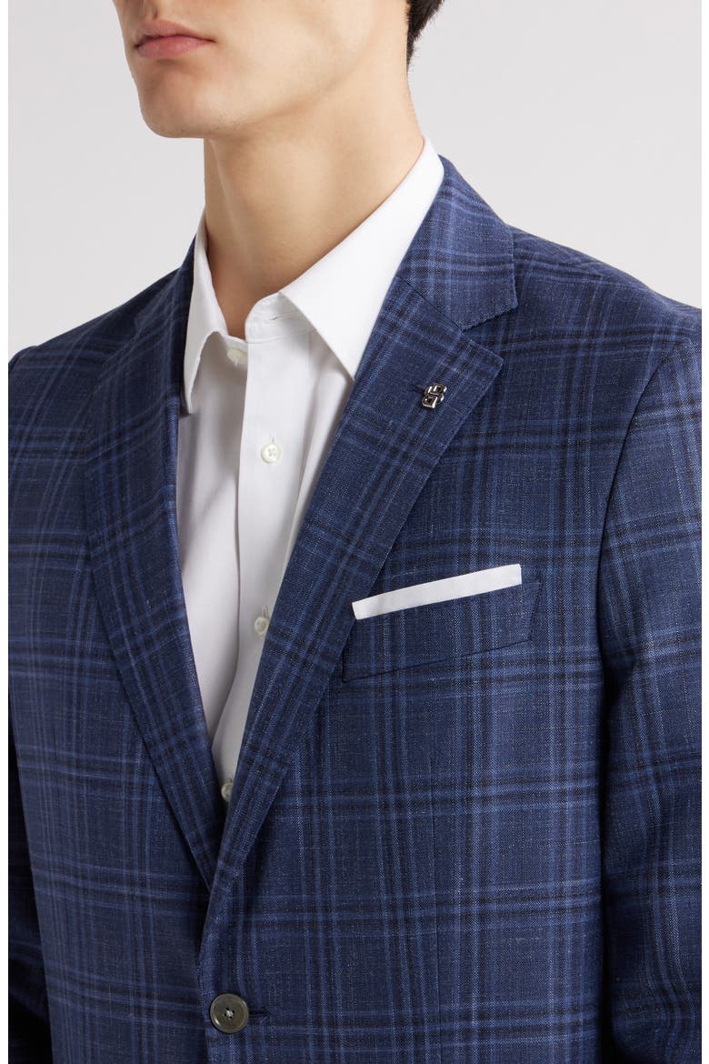 Hutson Slim Fit Blue Check Wool & Silk Blend Sport Coat, Alternate, color, MEDIUM BLUE