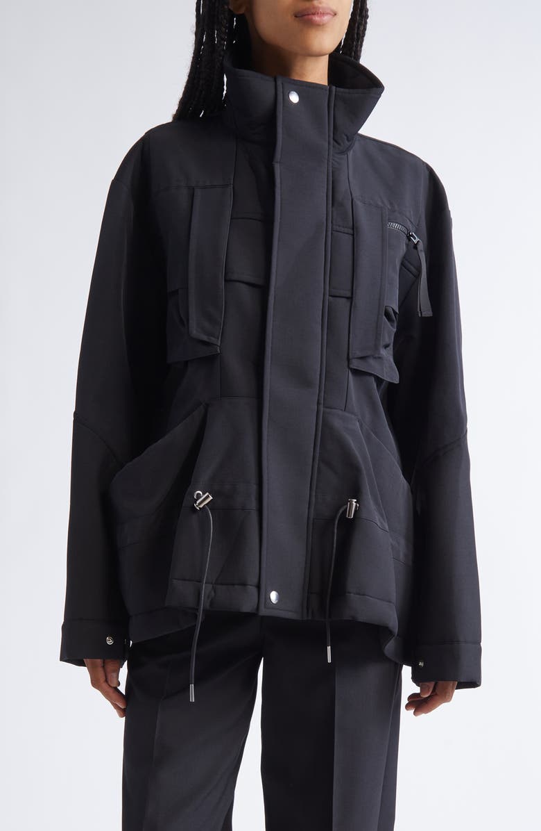 Sacai Mixed Media Jacket, Main, color, Black