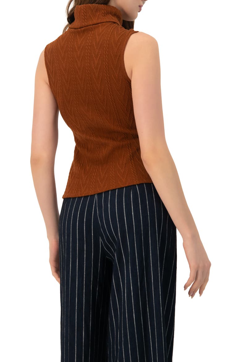 High Neck Sleeveless Knit Top, Alternate, color, Brown