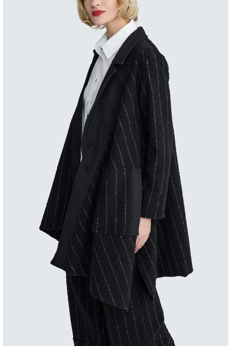 Sunniva Mixed-Media Long Jacket, Alternate, color, Monochrome Black