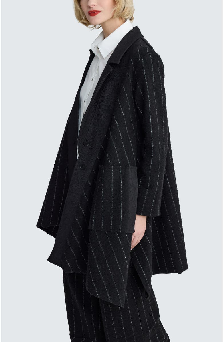 LUUKAA Sunniva Mixed-Media Long Jacket, Alternate, color, Monochrome Black