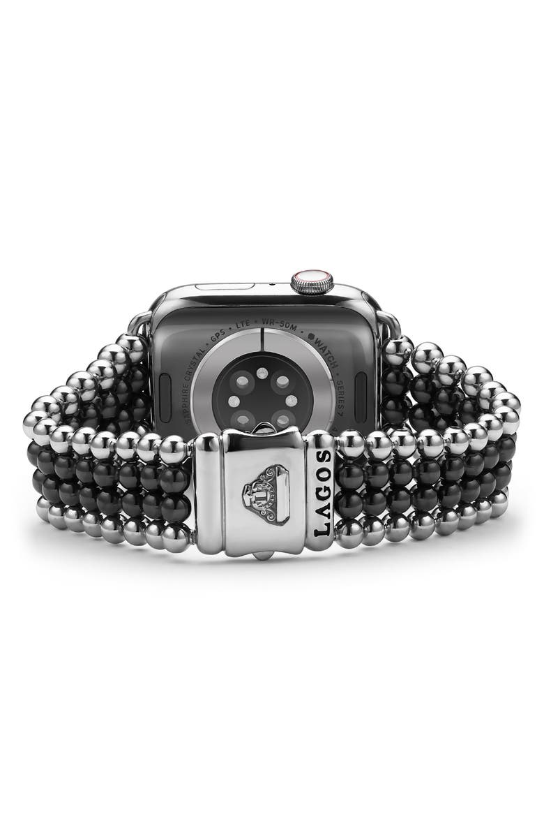 LAGOS Smart Caviar Infinite Black Ceramic Apple Watch<sup>®</sup> Watchband, Alternate, color, Black/ Silver