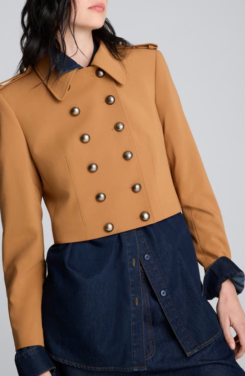 Double Breasted Crop Military Jacket