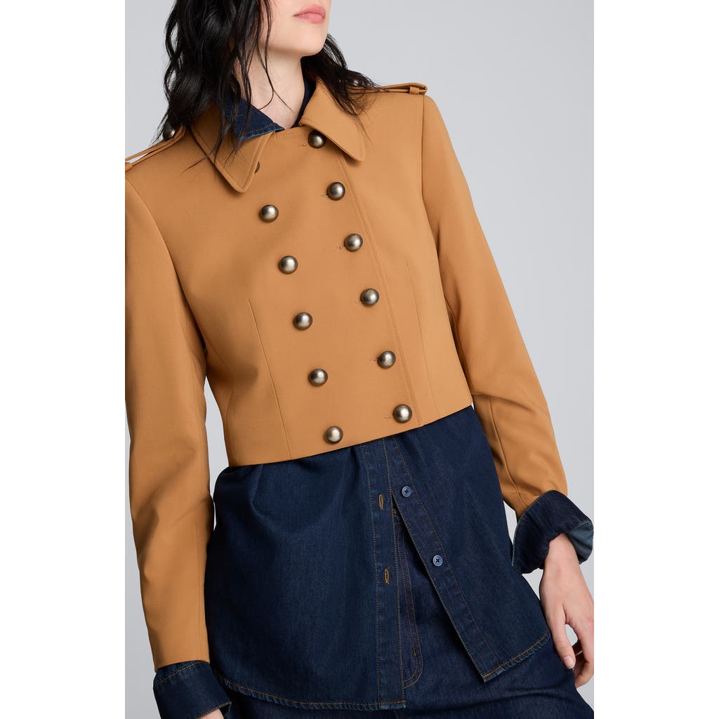 Kenneth Cole Double Breasted Crop Military Jacket In Orange