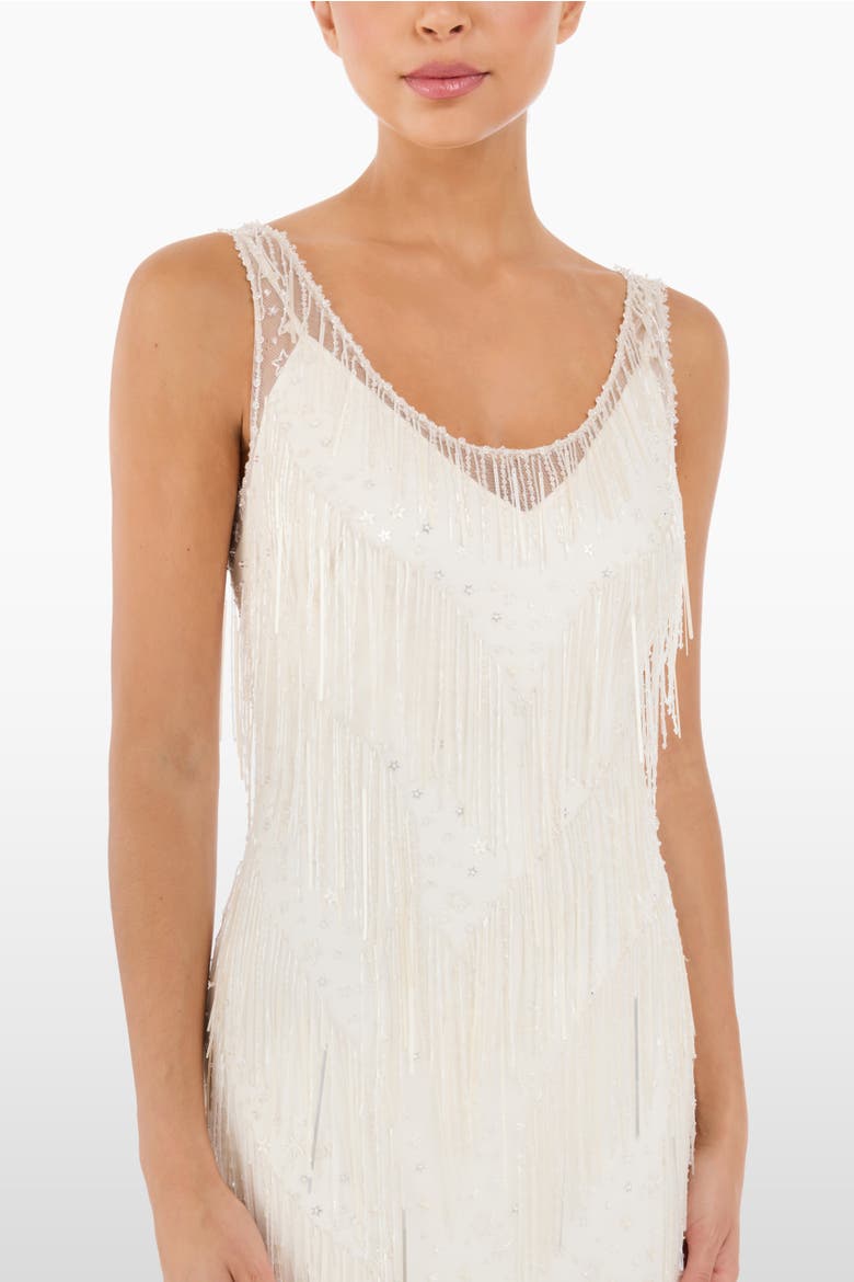 Symphonie Fringed Dress, Alternate, color, Ivory