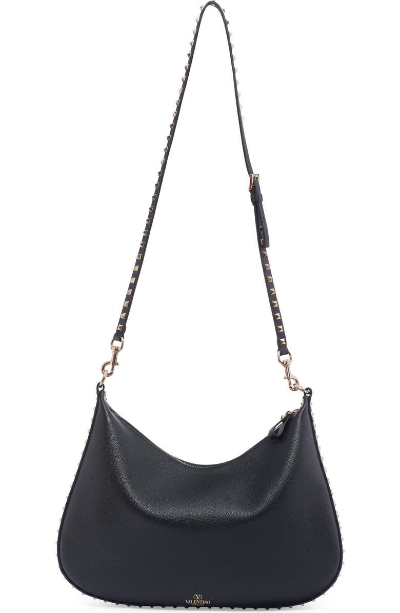 Valentino Garavani Rockstud Leather Hobo Bag, Alternate, color,