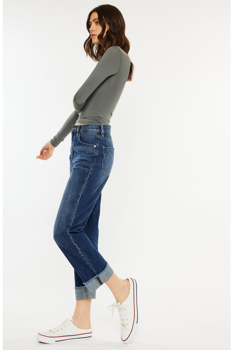Finley Essentials High Rise Straight Leg Jeans, Alternate, color, Dark Wash