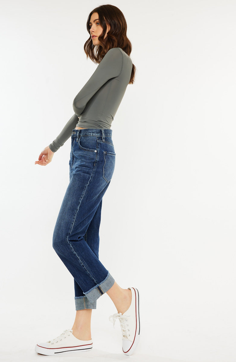 KanCan Finley Essentials High Rise Straight Leg Jeans, Alternate, color, Dark Wash