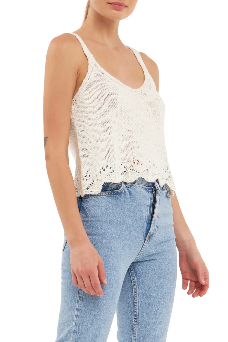 Scallop Hem Knit Crop Tank, Alternate, color, IVORY