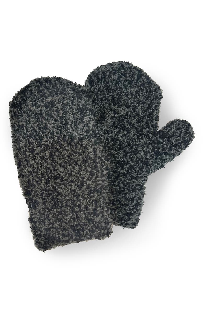 7 A.M. Enfant Fuzzy Knit Mittens, Main, color, Black Melange