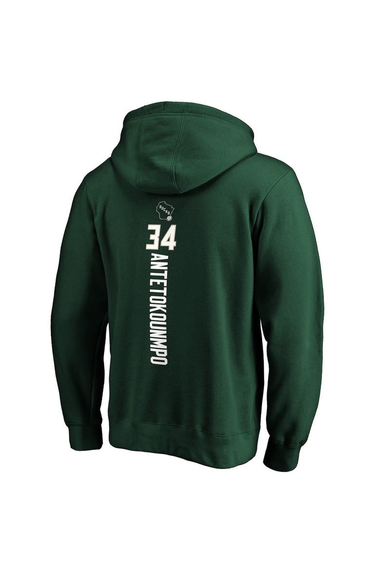 Men's Fanatics Branded Giannis Antetokounmpo Hunter Green Milwaukee Bucks Team Playmaker Name & Number Pullover Hoodie, Alternate, color, Hunter Green