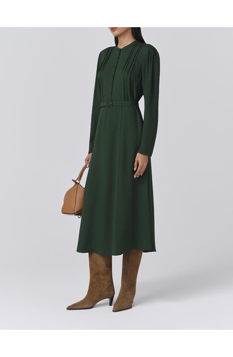 Ghost London Freya Crepe Belted Midi Dress, Alternate, color, Green