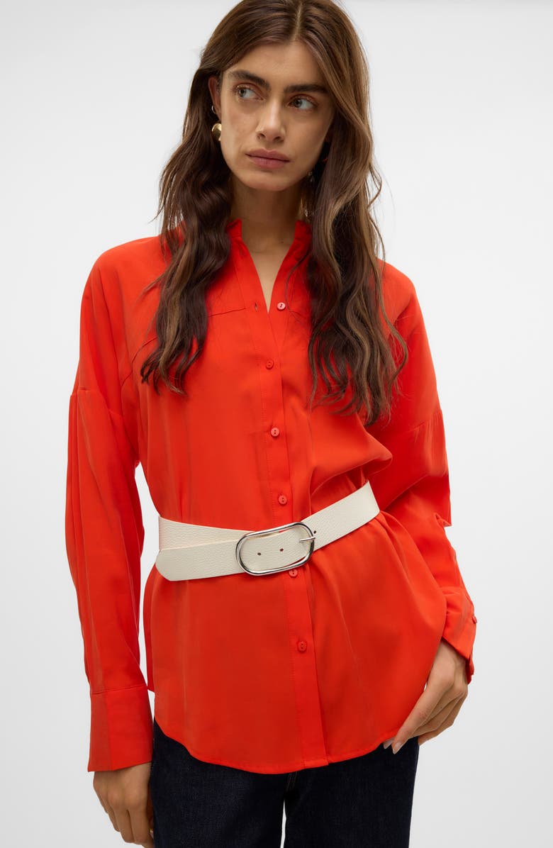 VERO MODA Button-Up Shirt, Alternate, color, Fiery Red
