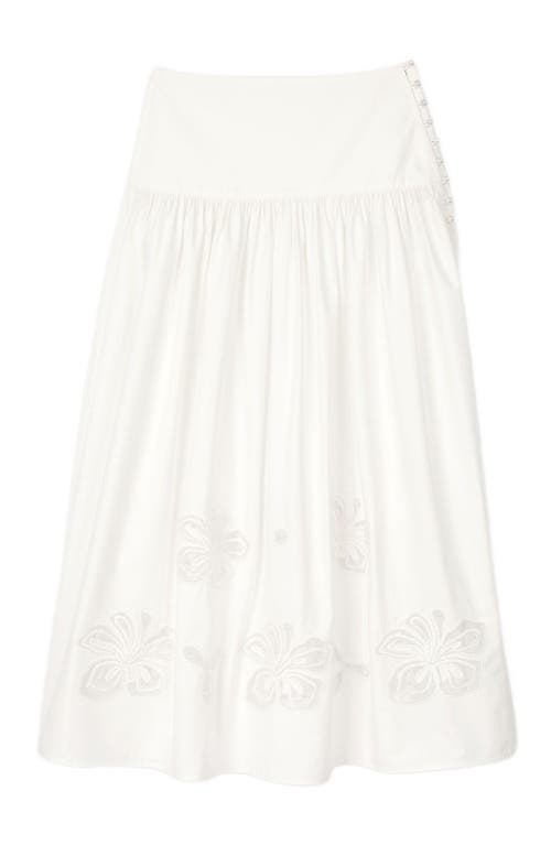 Sandro Edonie Embroidered Midi Skirt In Ecru