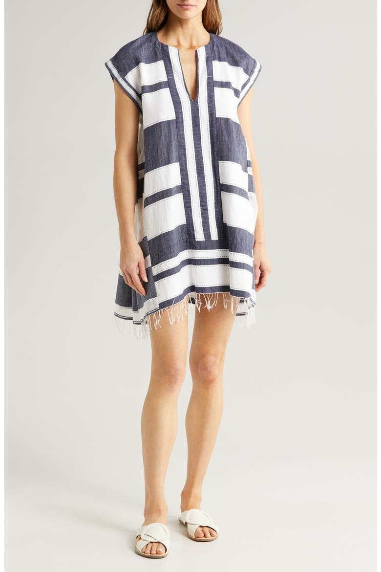 Elina Cotton Cover-Up Caftan, Main, color, DEBRE NAVY