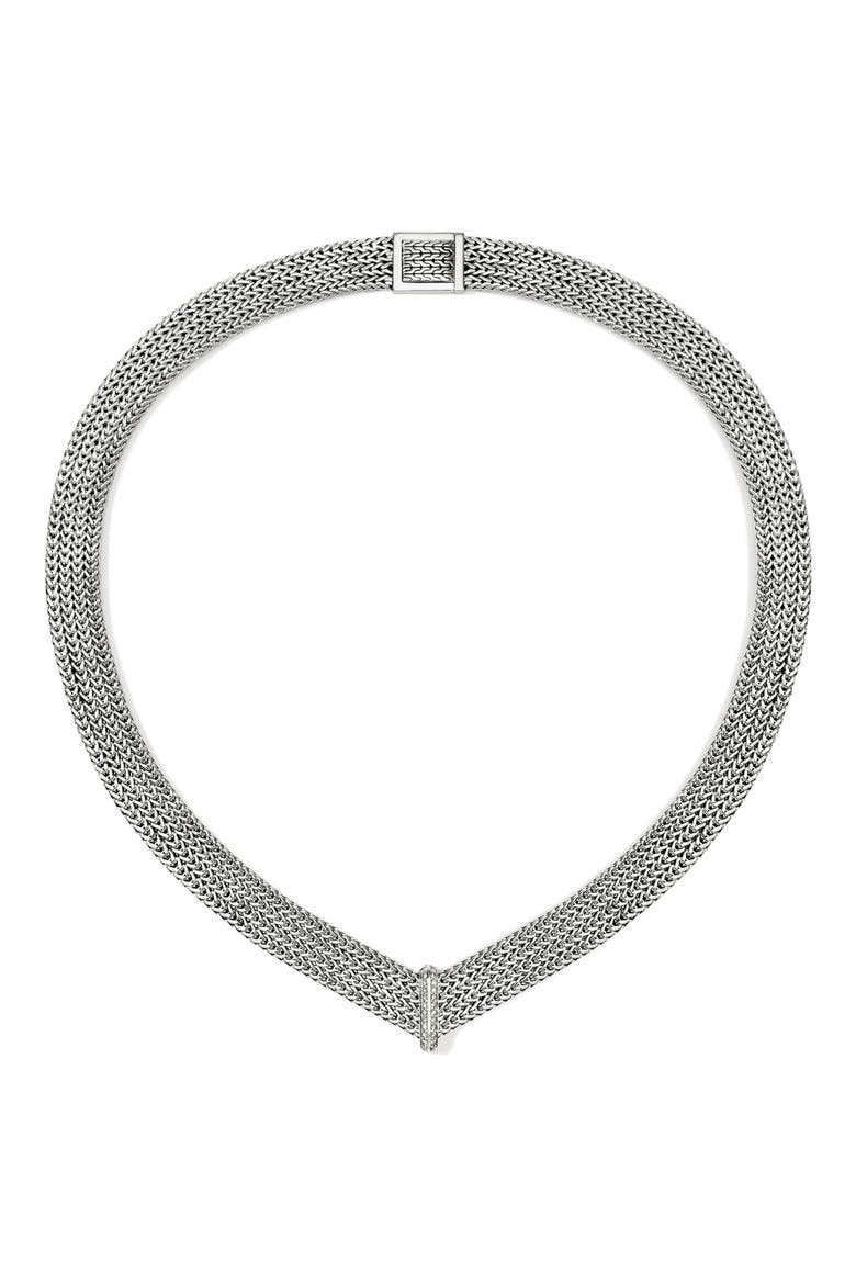 Icon Link Pavé Diamond Necklace, Alternate, color, SILVER