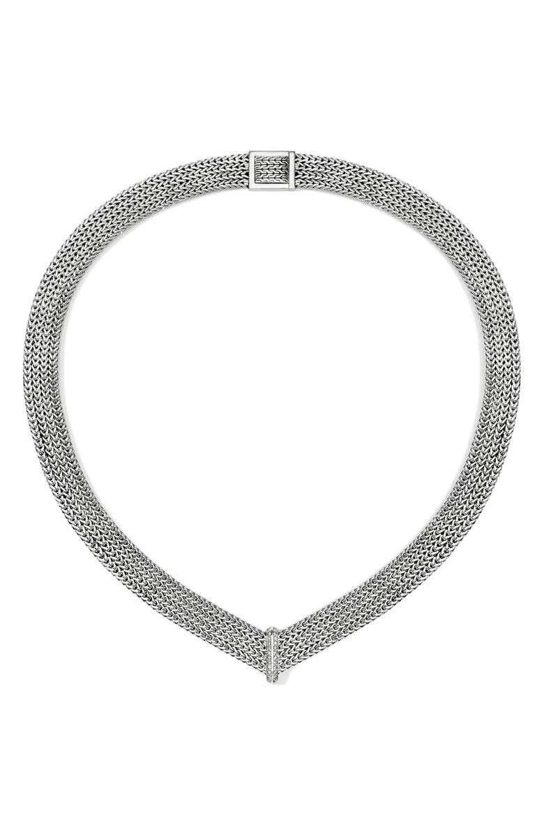 John Hardy Icon Link Pavé Diamond Necklace, Alternate, color, Silver
