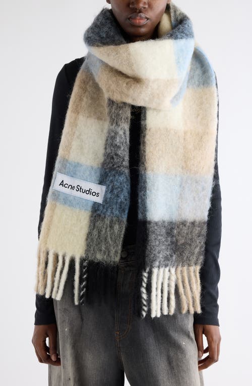 Acne Studios Women Fringed Scarf With Logo In Multi