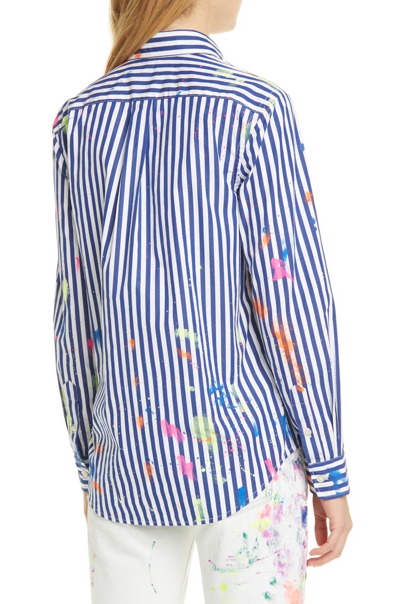 Polo Ralph Lauren Paint Splatter Stripe Cotton Shirt, Alternate, color, 