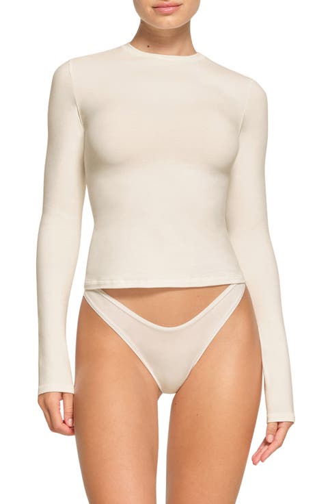 Stretch Cotton Jersey Long Sleeve T-Shirt (Regular & Plus)