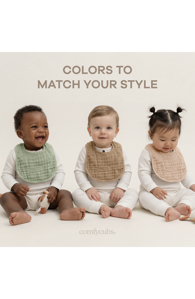 Comfy Cubs Muslin Bibs - Pack of 8, Alternate, color, Multicolor