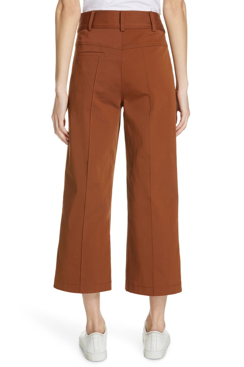 Pop Wide Leg Crop Stretch Cotton Pants, Alternate, color, RUST