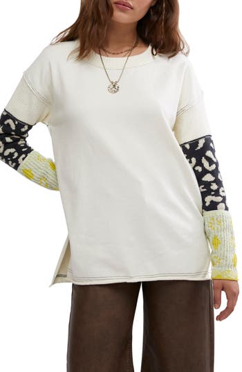 Free People Tiger Style Long Sleeve Cotton Blend T-shirt