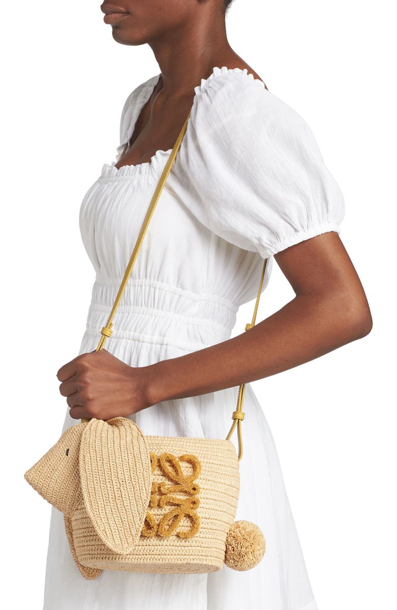 Loewe Year of the Rabbit Raffia Bucket Bag, Alternate, color,