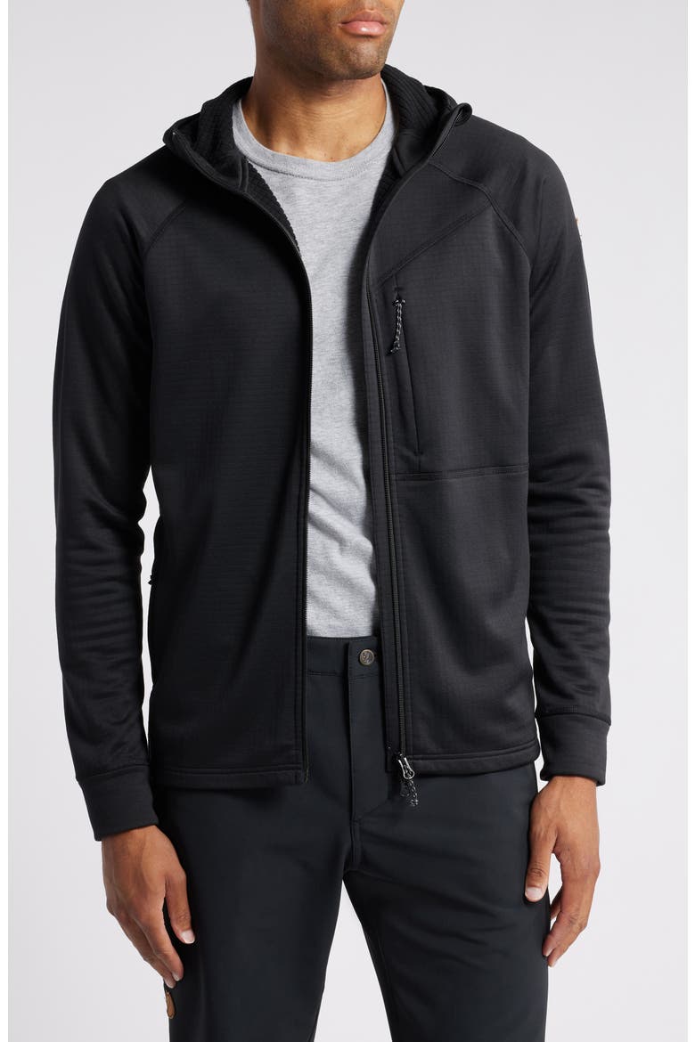 Abisko Grid Fleece Hoodie, Main, color, BLACK