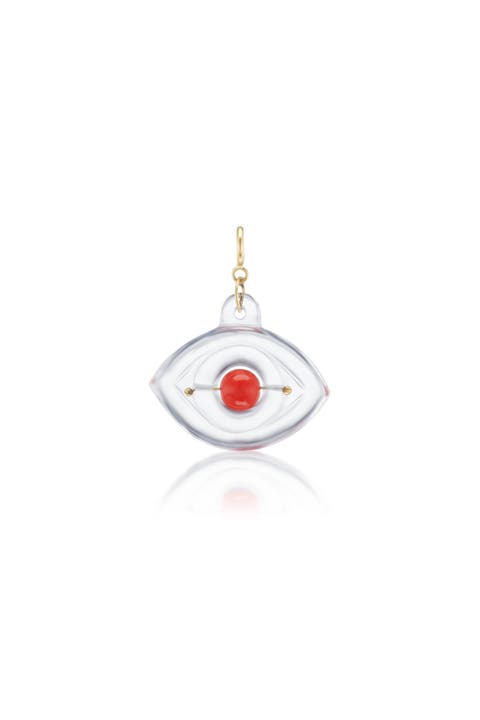 Rock Crystal and Coral Eye Charm