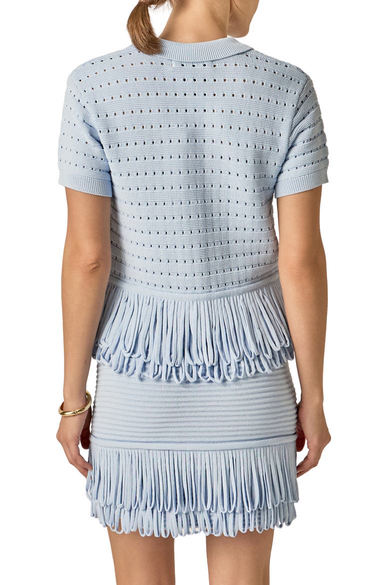 Fringe Trim Knit Shirt, Alternate, color, POWDER BLUE