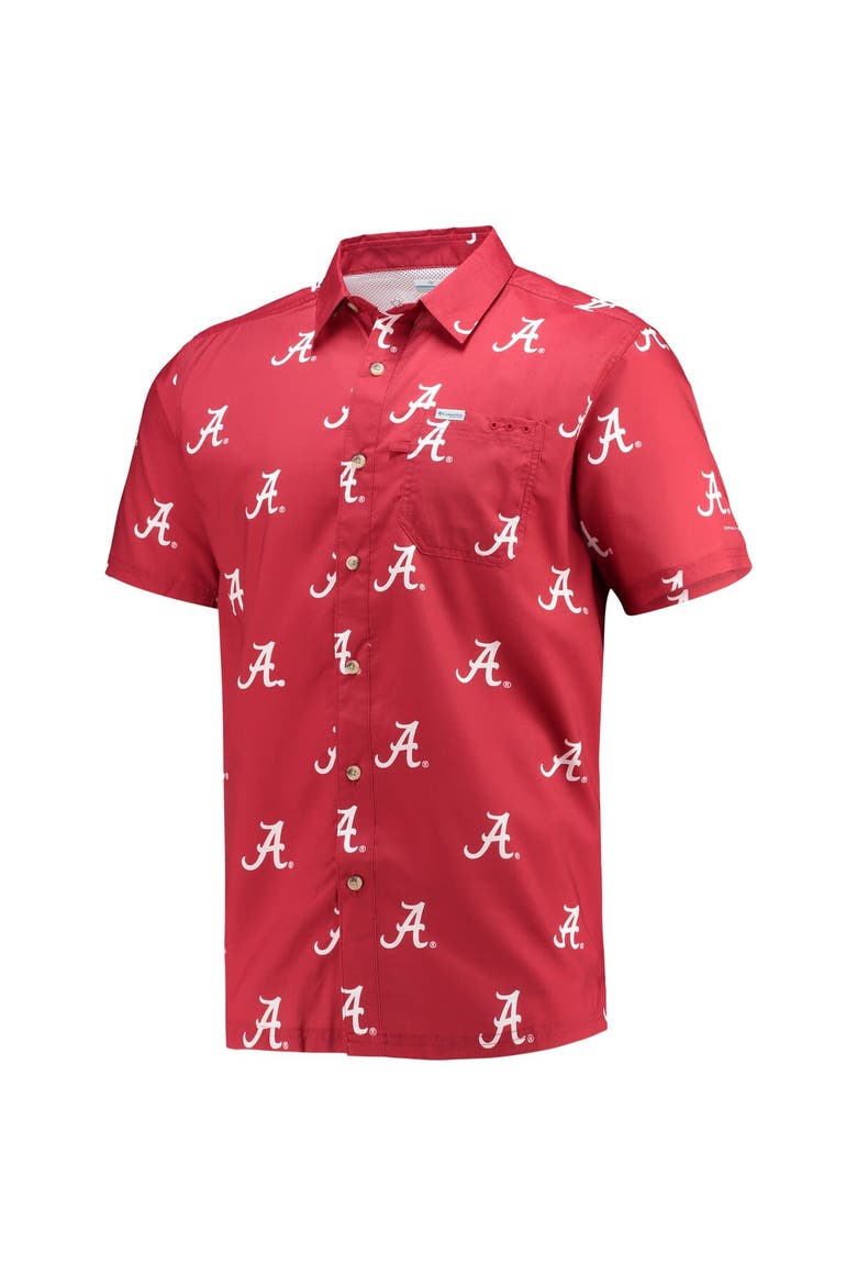 Men's Columbia Crimson Alabama Crimson Tide Super Slack Tide Omni-Shade Button-Up Shirt, Alternate, color, Crimson