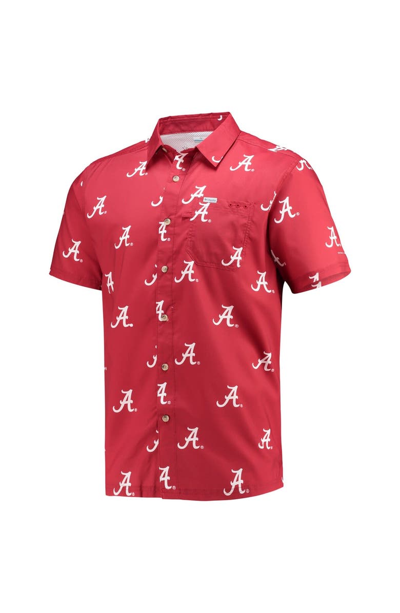 Columbia Men's Columbia Crimson Alabama Crimson Tide Super Slack Tide Omni-Shade Button-Up Shirt, Alternate, color,