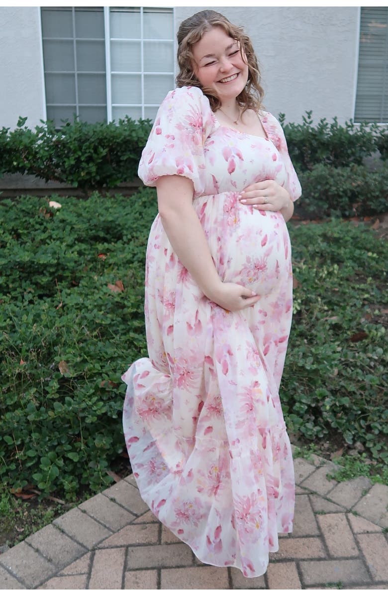 PinkBlush Puff Sleeve Square Neck Dress, Alternate, color, Red